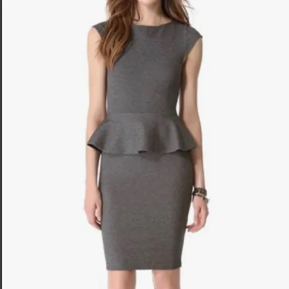 grey peplum dress Grey formal dress with peplum main image 0